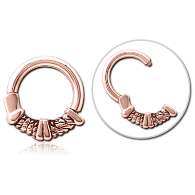 ROSE GOLD PVD COATED SURGICAL STEEL HINGED  CLICKER - ROPE WITH LINE