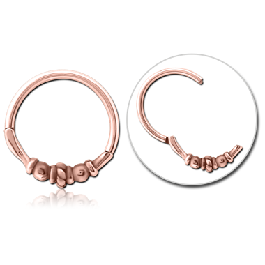 ROSE GOLD PVD COATED SURGICAL STEEL HINGED  CLICKER - BEADS AND ROPE