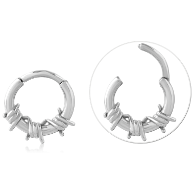 316L SURGICAL STEEL HINGED SEGMENT RING TEXTURED WRAPPED WIRE DESIGN