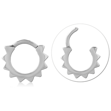 316L SURGICAL STEEL HINGE SEGMENT RING SUNBURST EDGE