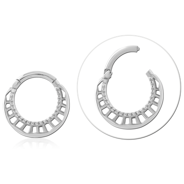 316L SURGICAL STEEL HINGE SEGMENT RING CUTOUT FAN PATTERN