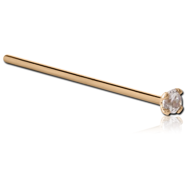 18K GOLD STRAIGHT NOSE STUD WITH 2MM PRONG SET DIAMOND