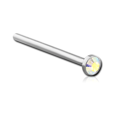 SURGICAL STEEL OPTIMA CRYSTAL JEWELED STRAIGHT NOSE STUD 12MM