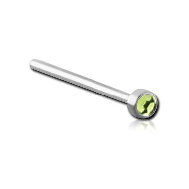 SURGICAL STEEL FLAT STONE JEWELED STRAIGHT NOSE STUD 15MM