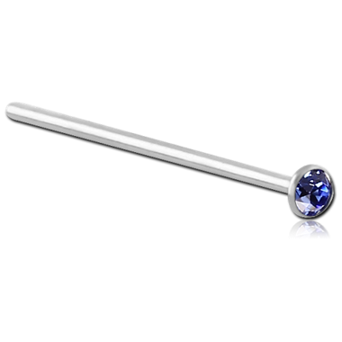 STERLING SILVER 925 JEWELED STRAIGHT NOSE STUD
