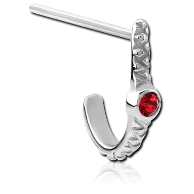 SURGICAL STEEL STRAIGHT JEWELED WRAP AROUND NOSE STUD - EYE