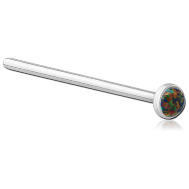 TITANIUM JEWELED STRAIGHT NOSE STUD 19MM SYNTHETIC OPAL