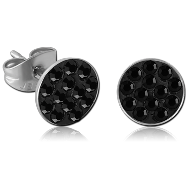 PAIR OF SURGICAL STEEL CRYSTALINE JEWELED EAR STUDS