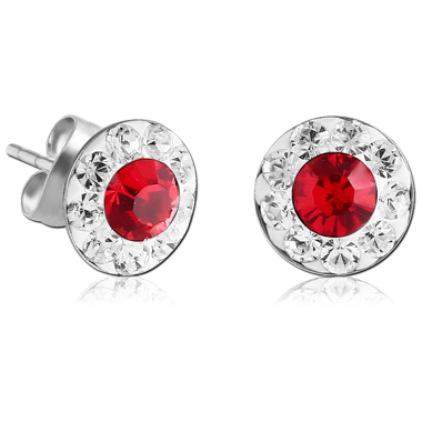 PAIR OF SURGICAL STEEL CRYSTALINE DOT JEWELED EAR STUDS
