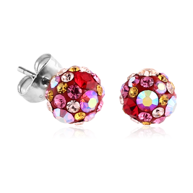 SURGICAL STEEL CRYSTALINE EAR STUDS PAIR