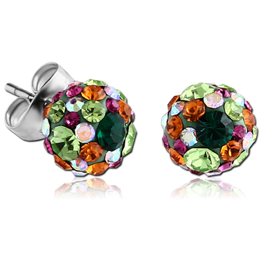 SURGICAL STEEL CRYSTALINE EAR STUDS PAIR