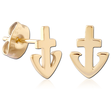 GOLD PVD 18K COATED  SURGICAL STEEL EAR STUDS PAIR