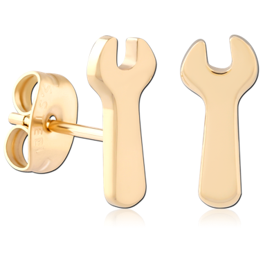 GOLD PVD 18K COATED  SURGICAL STEEL EAR STUDS PAIR