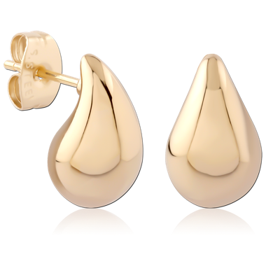 GOLD PVD 18K COATED SURGICAL STEEL EAR STUDS PAIR