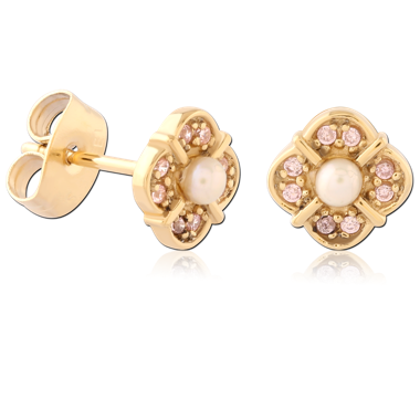 316L GOLD PVD 18K COATED SURGICAL STEEL EAR STUDS PAIR