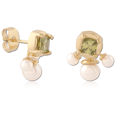 316L GOLD PVD 18K COATED SURGICAL STEEL EAR STUDS PAIR