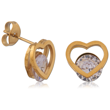 316L GOLD PVD 18K COATED SURGICAL STEEL STUD EARRINGS PAIR