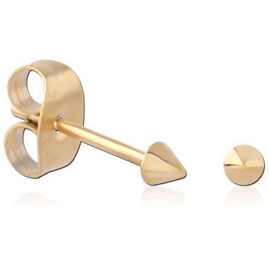 316L GOLD PVD 18K COATED SURGICAL STEEL EAR STUDS PAIR