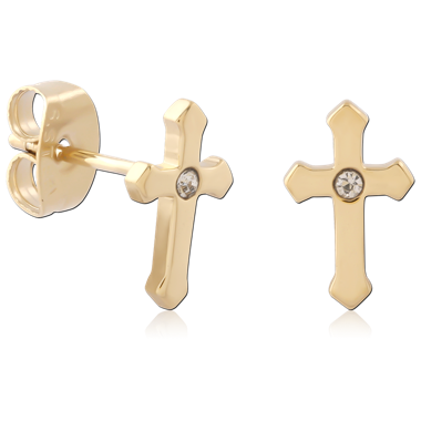 GOLD PVD 18K COATED  SURGICAL STEEL EAR STUDS PAIR