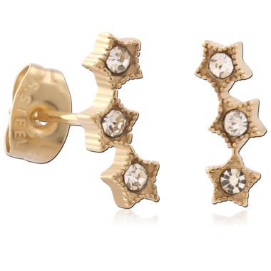 GOLD PVD 18K COATED  SURGICAL STEEL EAR STUDS PAIR