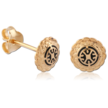 STERLING SILVER 925 18K GOLD PLATED EAR STUDS PAIR