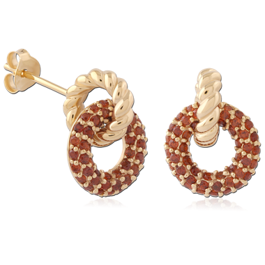 STERLING SILVER 925 GOLD PLATED 18K JEWELED EAR STUDS PAIR