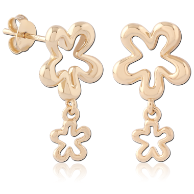 STERLING SILVER 925 GOLD PLATED 18K EAR STUDS PAIR