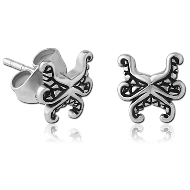 316L SURGICAL STEEL KOOL KATANA EAR STUDS PAIR - TENTACLES