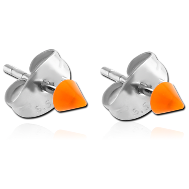 PAIR OF ACRYLIC NEON CONE EAR STUDS