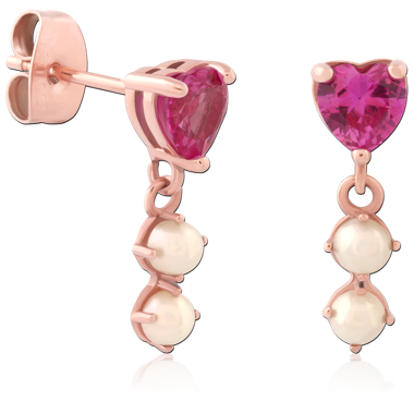 316L ROSE GOLD PVD COATED SURGICAL STEEL EAR STUDS PAIR