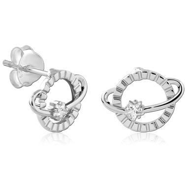 STERLING SILVER 925 PLATED JEWELED EAR STUDS PAIR