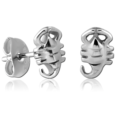 316L SURGICAL STEEL EAR STUDS PAIR - SCORPION