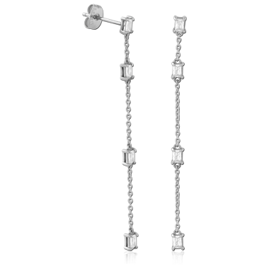 SURGICAL STEEL JEWELED EAR STUDS PAIR