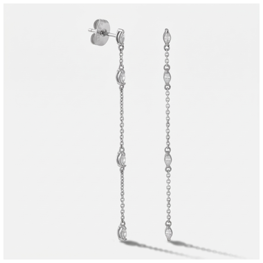 316L SURGICAL STEEL STUD EARRINGS MARQUISE GEM CHAIN DROP