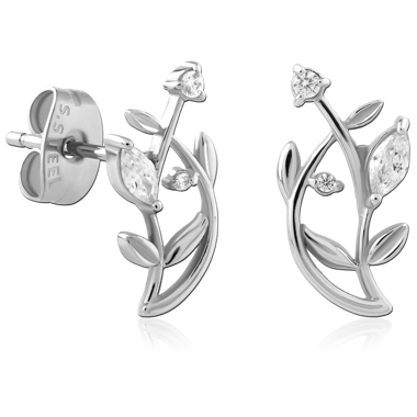 SURGICAL STEEL JEWELED EAR STUDS PAIR