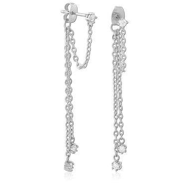 SURGICAL STEEL JEWELED EAR STUDS PAIR