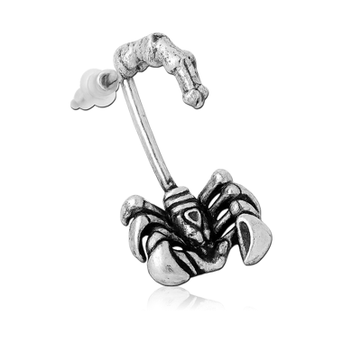 SURGICAL STEEL STUD EARRINGS SCORPION DESIGN WITH CURVED TAIL DETAILING
