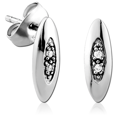 316L SURGICAL STEEL JEWELED EAR STUDS PAIR