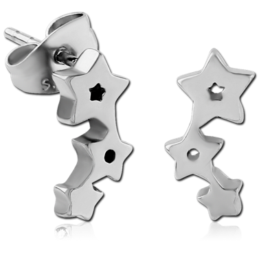 316L SURGICAL STEEL EAR STUDS PAIR - THREE STARS