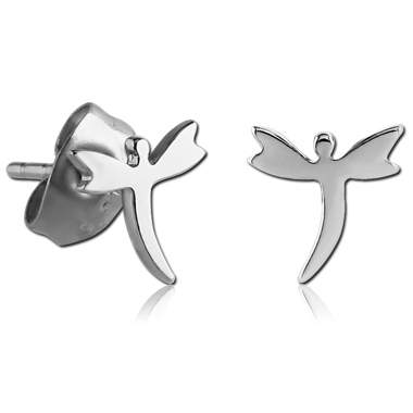 316L SURGICAL STEEL EAR STUDS PAIR - DRAGONFLY