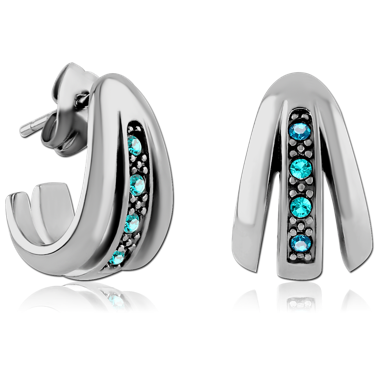 SURGICAL STEEL JEWELED EAR STUDS PAIR