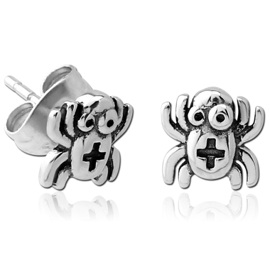 316L SURGICAL STEEL EAR STUDS PAIR - SPIDER