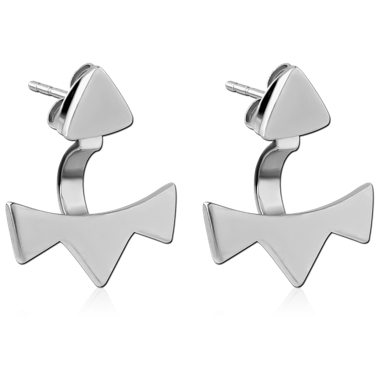 316L SURGICAL STEEL BACK EARRINGS WITH STUD PAIR - TRIANGLE