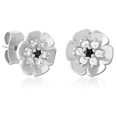 316L SURGICAL STEEL JEWELED EAR STUDS PAIR