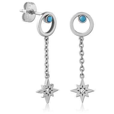 316L SURGICAL STEEL JEWELED EAR STUDS PAIR