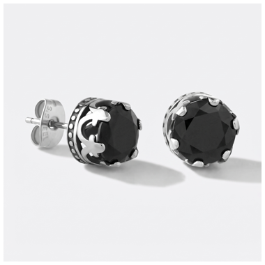 316L SURGICAL STEEL JEWELED EAR STUDS PAIR