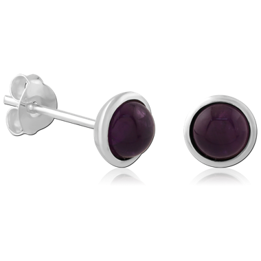 STERLING SILVER 925 PLATED JEWELED EAR STUDS PAIR