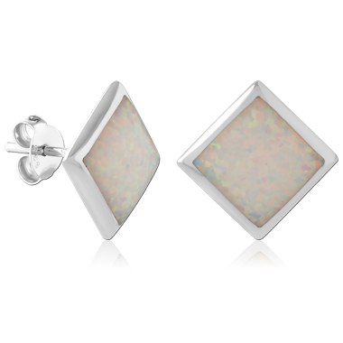 STERLING SILVER 925 PLATED JEWELED EAR STUDS PAIR