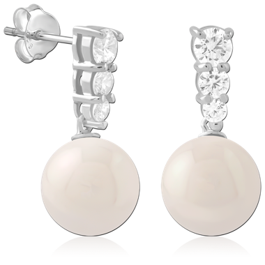 STERLING SILVER 925 PLATED JEWELED EAR STUDS PAIR