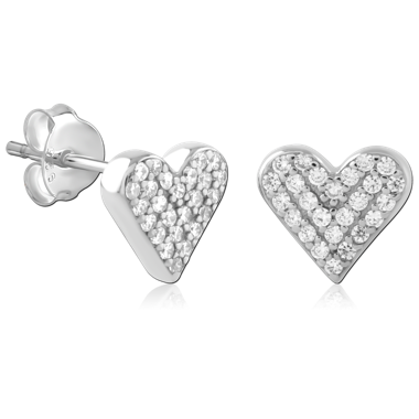 STERLING SILVER 925 PLATED JEWELED EAR STUDS PAIR